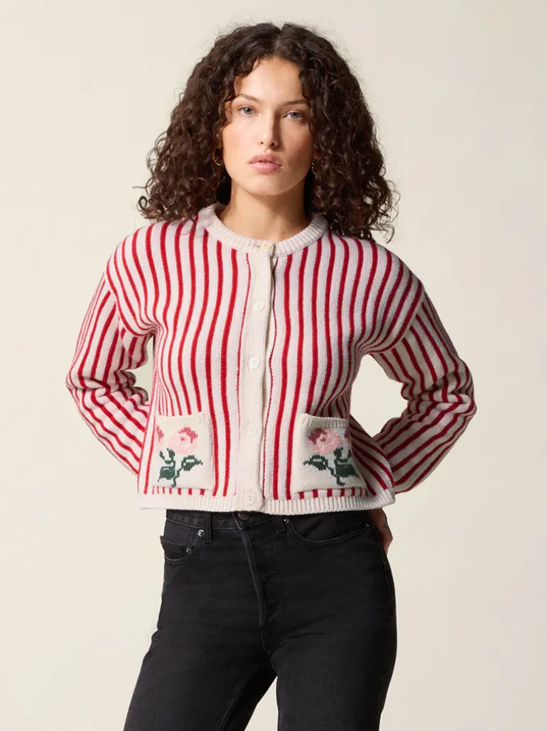 Mailles>Rouje Cardigan ASTREE RayéEcru
